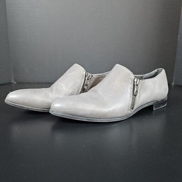 Franco Sarto Women's Gray Leather Kristof Size 8M Side‎ Zipper Shoes Ankle Boots - Picture 1 of 7